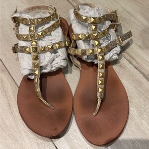 ASH Gladiator Sandals – Gold Studded Leather – Size 39